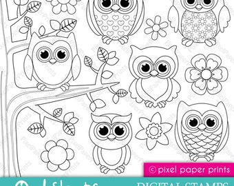 Owl stamps - Digital Stamps set