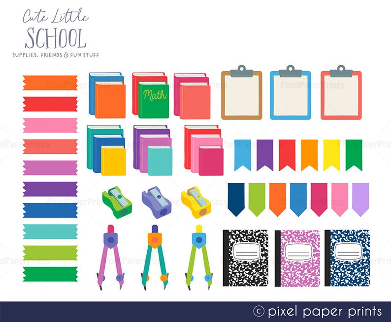 School PNG Cute Little School Clipart Over 250 graphics School supplies Bulletin Board Back to school Digital Download image 7