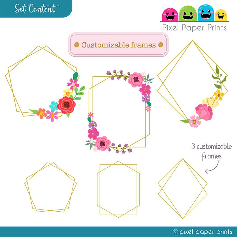 Flower Clipart Fresh Flowers Floral Clip art and Printable Papers Digital Instant download Colorful Flowers Digital stickers image 5