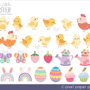 Easter Clipart Cute Little Easter Over 200 Easter graphics Clip art set Digital Download PNG Format image 3