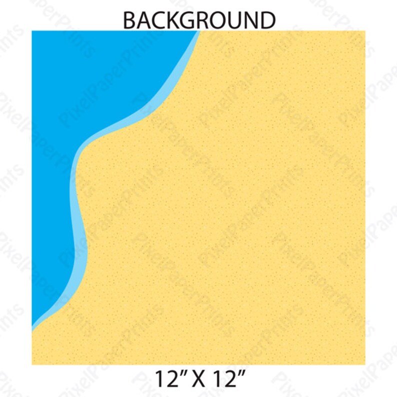 May include: A digital background image featuring a blue ocean wave meeting a yellow sandy beach. The image is 12 inches by 12 inches.