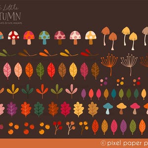 Fall Clip Art - Cute Little Autumn Motifs and Cute Animals - Hygge ...