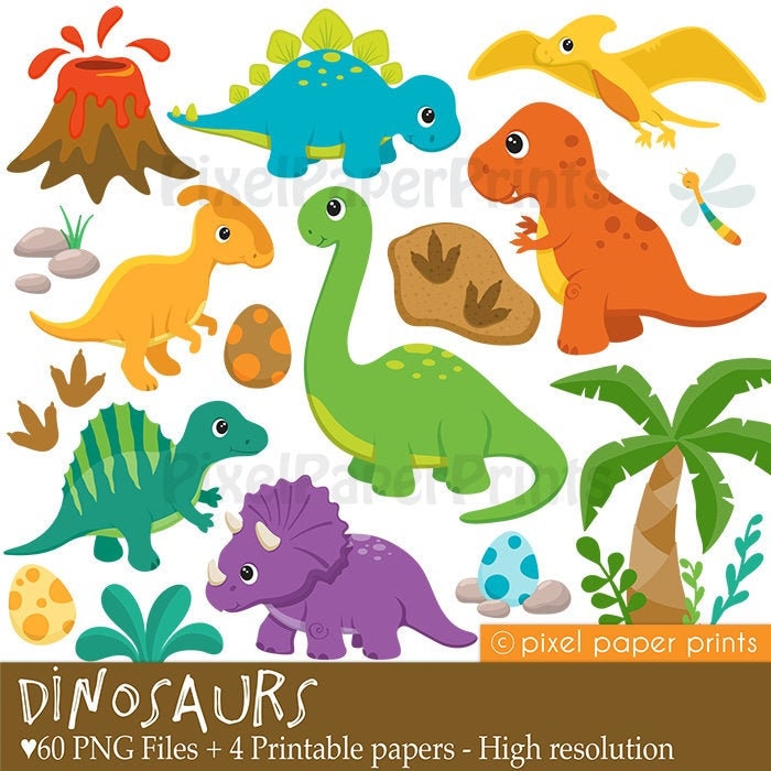 Dinosaur Clipart,Dino Clipart,Cute DinoTyrannosaurus,Graphics,Vector,Instant download Illustration/_CA44