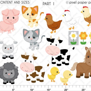 Farm clipart Farm Animals Clip Art Digital paper and clip art set Digital Download Printable image 3