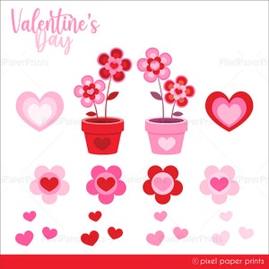 Valentine's Day Clip Art Cute Love Bear, Swans and Hearts Digital Download PNG Files Printable High Resolution image 6