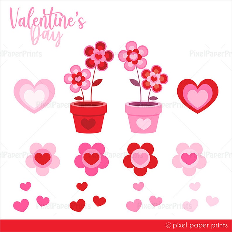 Valentine's Day Clip Art Cute Love Bear, Swans and Hearts Digital Download PNG Files Printable High Resolution image 6