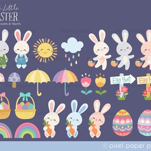 Easter Clipart Cute Little Easter Over 200 Easter graphics Clip art set Digital Download PNG Format image 2