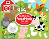 Farm Animals Clipart PNG, Cute Farm Animal PNGs, Printable Patterns for Crafts, Classroom and Kids Activities