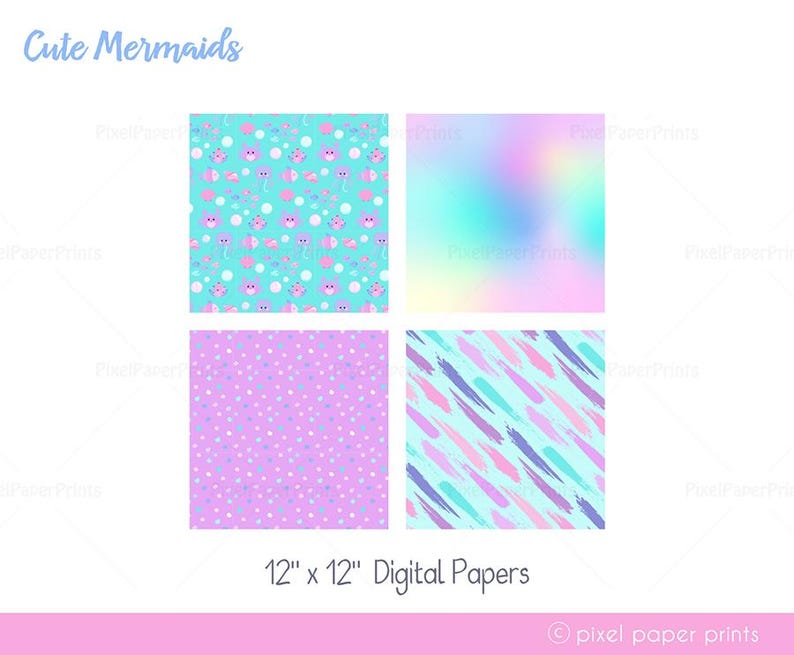 Cute Mermaid Clipart PNG Bundle – 96 Sea Life Illustrations + 7 Digital Papers – Ocean Theme Graphics for Kids Crafts and Commercial Use image 8