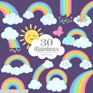 Just Rainbows - Pastel colors rainbow clip art - Digital Clip art - Digital download