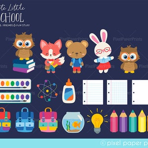 School PNG Cute Little School Clipart Over 250 graphics School supplies Bulletin Board Back to school Digital Download image 2