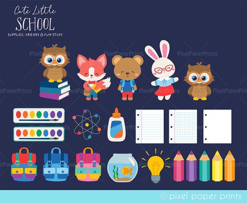 School PNG Cute Little School Clipart Over 250 graphics School supplies Bulletin Board Back to school Digital Download image 2