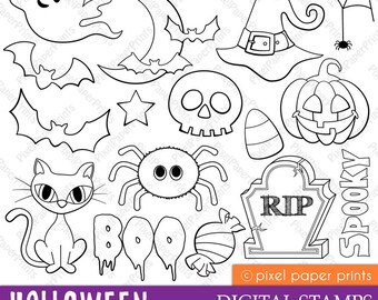 Halloween elements - Digital stamps