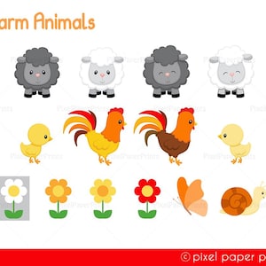 Farm Animals Clipart PNG, Cute Farm Animal PNGs, Printable Patterns for Crafts, Classroom and Kids Activities image 3