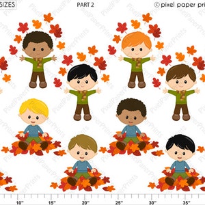 Autumn Boys Fall Clipart Clip Art and Digital paper set Digital Download image 3