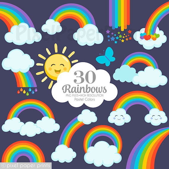 Rainbow Clip Art - Classic colors - Digital Clipart - Digital download Il_570xn