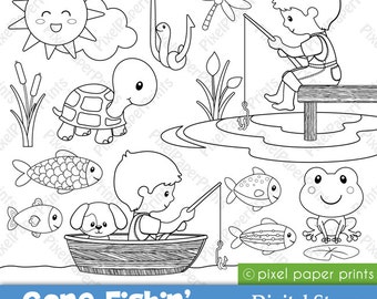 Gone Fishin - Digital Stamps