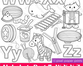 Alphabet Digital Stamps  Part 7 - WXYZ clip art - School clipart