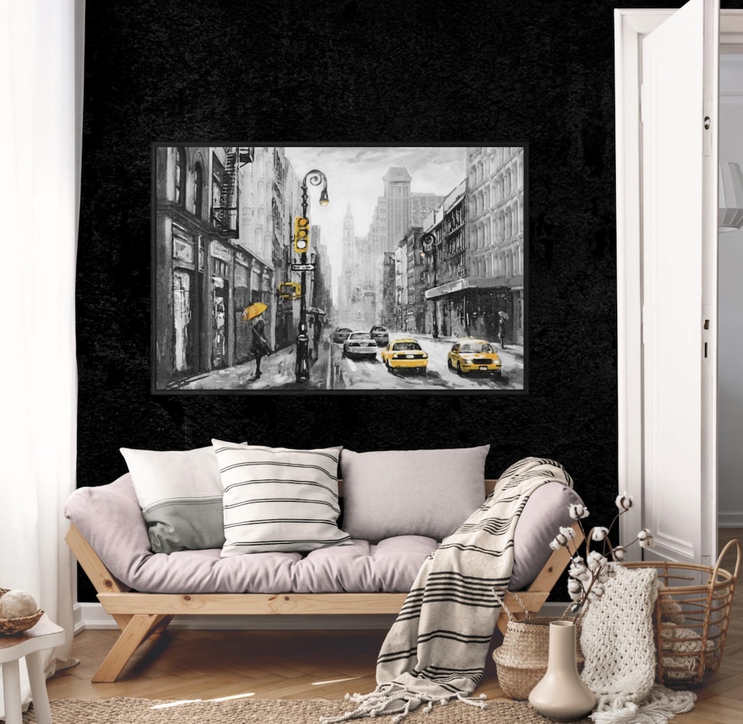 Black and White New York City Canvas Wall Art | Urban Street Painting ...