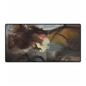 MVG Dragon Battle Desk Mat/Play Mat | Flying Dragons, Drakes, Fantasy Artwork
