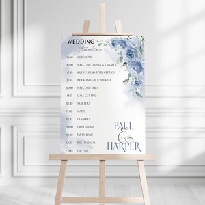 Editable Wedding Timeline Order of Events Sign Template Portrait Instant Download A1 / 24x36 in