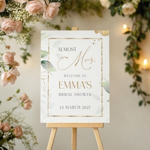 Editable Sage Green Bridal Shower Welcome Sign Template Instant Download A1 / 16x20/18x24/24x36"