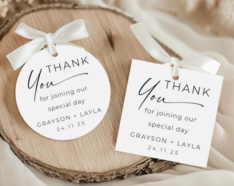 Modern Minimalistic Thank You Tag or Sticker Favor Label Template Editable Digital Download