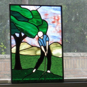 Stained Glass Panel Golfer | Etsy