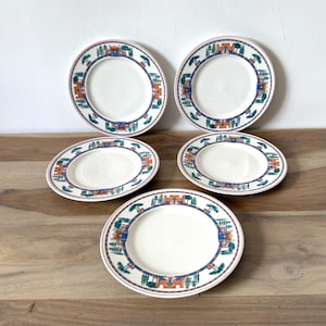Villeroy & Boch Via Appia Small Plates Set of 5 – Vintage Porcelain 6.75&quot; Plates – Architectural Pattern – Made in Luxembourg