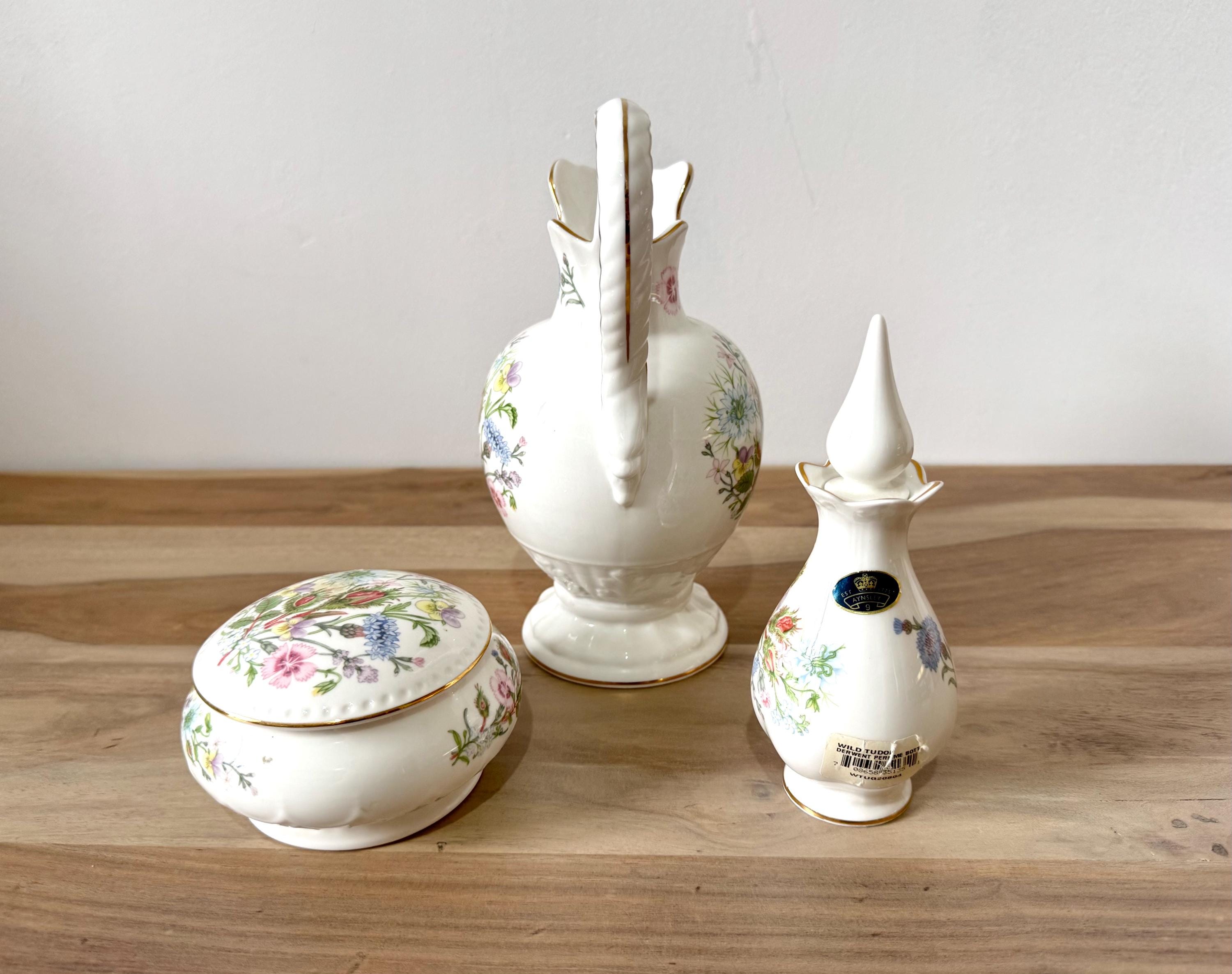 Aynsley Wild Tudor Bone China Vintage Pitcher, Trinket Box