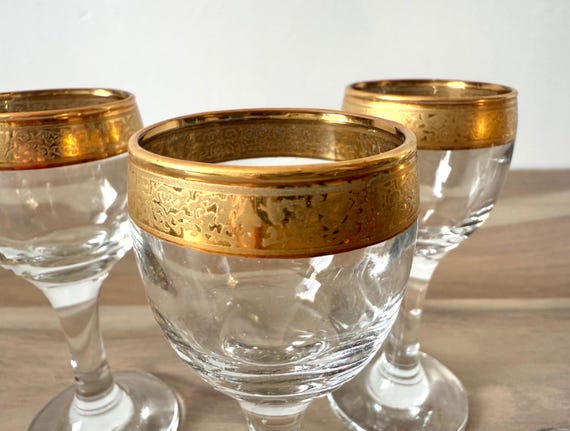 Vintage Imperial Crystal Cordial Glasses  24k Gold Hand Decorated  4pc  Set by Home Essentials - Etsy