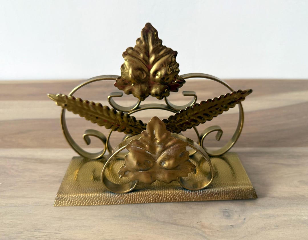 Letter Rack Gold Vintage Gold Tone Metal Letter Holder – Ornate Leaf Design, Desk ...