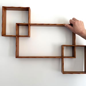 Vintage Mid-Century Modern Interlocking Curio Wall Small Shelf - Set of 3