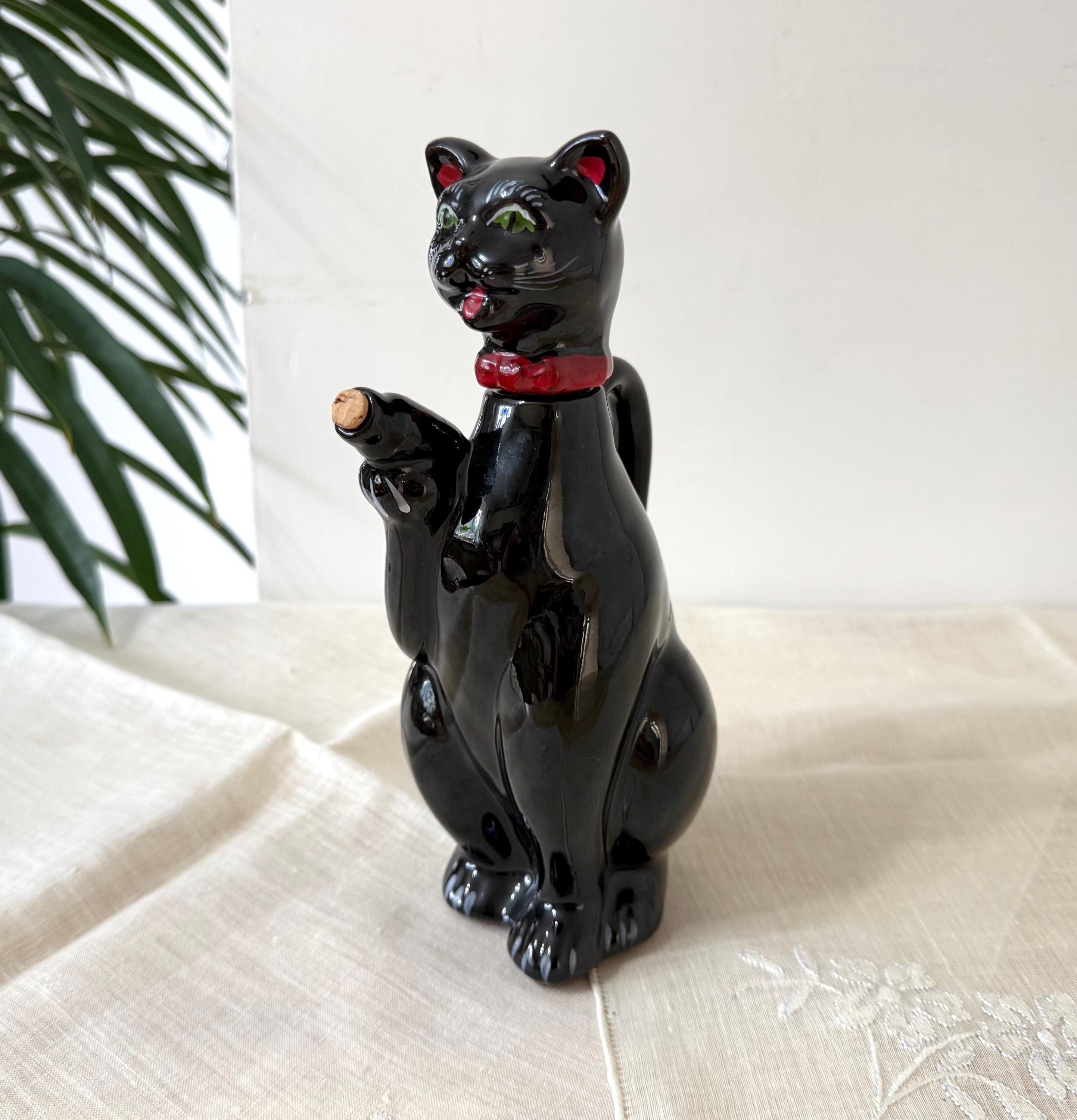 Vintage Shafford Black Cat Pitcher – Ceramic Cat Jug With