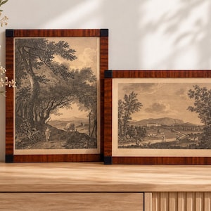 Par antika italienska kopparetsningar, ca 1790–1805 – Baldini & Aloja, Grand Tour Landscapes, Originalinramade tryck
