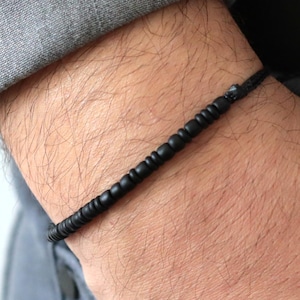 マットブラックのビーズモールス信号ブレスレット、隠しメッセージギフト