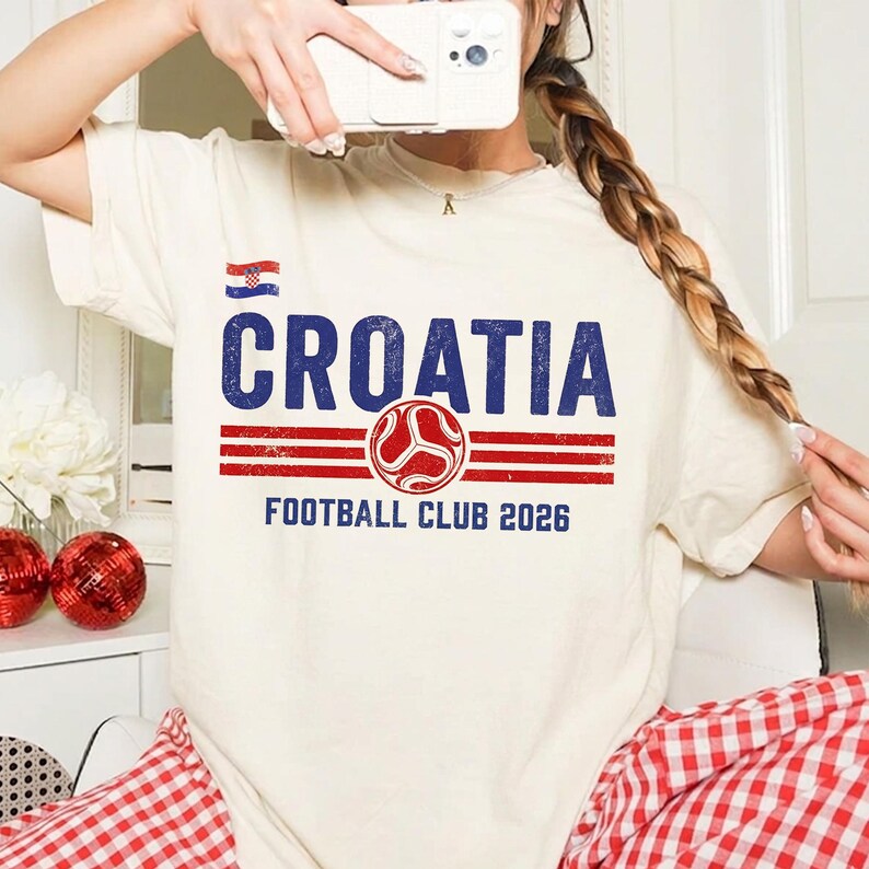 T-shirt de football Croatie, t-shirt de football Croatie, chemise drapeau Croatie, t-shirt club de football vintage, chemise de fan de la Croatie, cadeau de football croate image 2