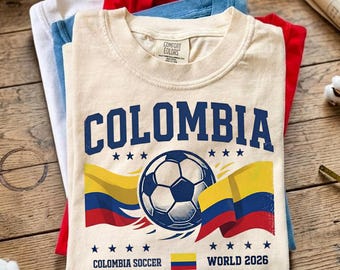 Colombia World 2026 Shirt, Colombia Soccer T-Shirt, Vintage Football Tee, Colombian Flag Graphic Top, World Cup Fan Apparel