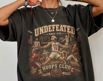 Undefeated Since 1776 Shirt, Patriotic George Washington T-Shirt, 4th of July Hoops Club Shirt, Retro America Independence Day Tee