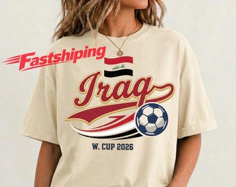 Iraq Soccer Shirt, Iraq Football Tee, Iraq Flag Shirt, Retro Soccer Tee, Iraq Fan Shirt, Middle East Football Gift, Game Day Apparel