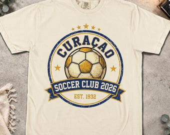 Curacao Soccer Shirt, Vintage Curacao Football Tee, Retro Curacao Soccer 2026 T-Shirt, Curacao Football Fan Gift, World Soccer Apparel