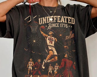 Undefeated Since 1776 Shirt, Patriotic USA Basketball Tee, 4th of July George Washington Shirt,  Retro America Hoops T-Shirt