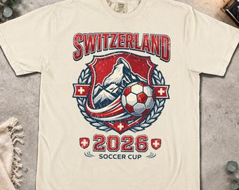 Switzerland Soccer Shirt, Vintage Switzerland Football Tee, Retro Swiss Soccer 2026 T-Shirt, Swiss Football Fan Gift, World Soccer Apparel