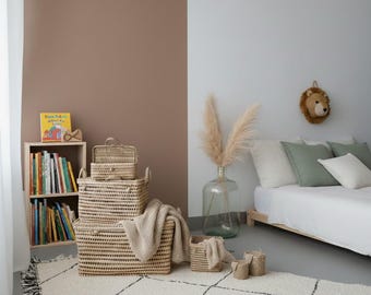 Coffre de rangement en osier, coffre à jouets, coffre à jouets en osier, panier à jouets en rotin