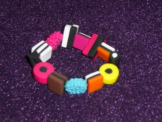 100 mixed fimo polymer clay bertie basset liquorice allsort beads *small size*