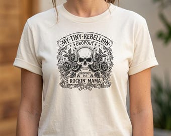 Floral Skull Shirt Butterfly Graphic Tee Cottagecore Aesthetic Mom Gift Skull and Flowers T-Shirt Botanical Wildflower Top Retro Edgy Tee