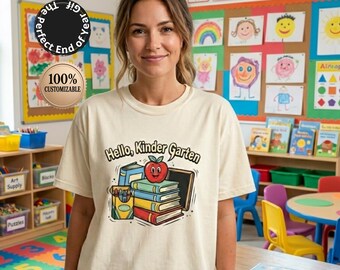 Hello Kinder Garten Shirt Personalized Kindergarten Teacher Gift Cute Back To School Tee Preschool Teacher Shirt Teacher Appreciation