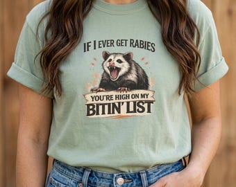 Opossum Shirt Bitin List Funny Opossum Tee Sarcastic Trash Animal Shirt Retro Screaming Opossum Graphic Tee Weird Core Shirt Stay Mad Gift