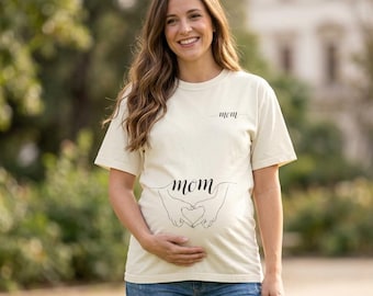 Mom-to-be Shirt A Little Who Is Due Pregnancy Announcement Minimalist Heart Hands Tee Maternity Gift Plus Size Pregnant 6580  Momto be Gift