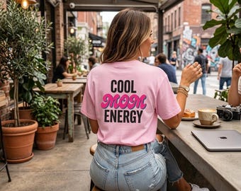 Cool Mom Energy Shirt Retro Groovy Motherhood Shirt New Mom Gift Aesthetic Trendy Mama Tee Cool Mama Gift for Her Womens Graphic Tee
